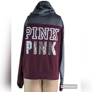 PINK.Victoria Secret Foil Logo Hoodie, L , EUC